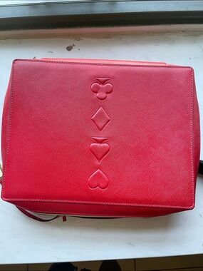 Estee Lauder Red Embossed Card Suit Crossbody Bag( cosmetic box) new